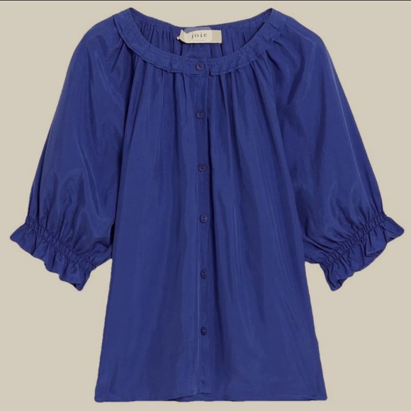 JOIE Moneta Silk Blouse - Clematis Blue - Picture 1 of 6